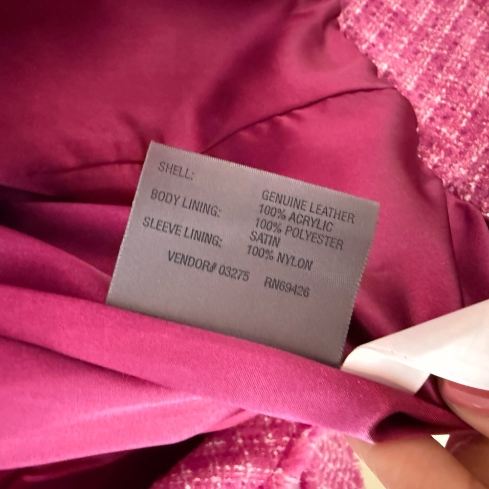 Wilsons Leather maxima Y2K jacket Pink Suede Leather butterfly Elle woods size L - Picture 8 of 8